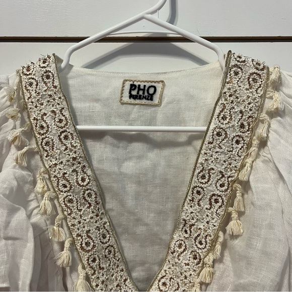 Pho Firenze White & Gold Wrap Front Blouse - Picture 5 of 5